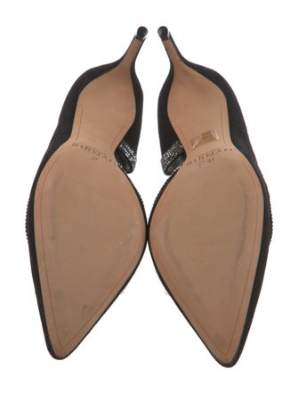 Alexandre Birman Suede Crystal Embellishments D'Orsay Pumps
