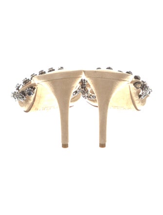 Alexandre Birman Suede Crystal Embellishments Slides