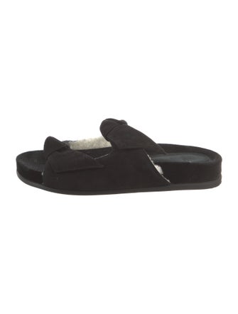 Alexandre Birman Suede Bow Accents Slides