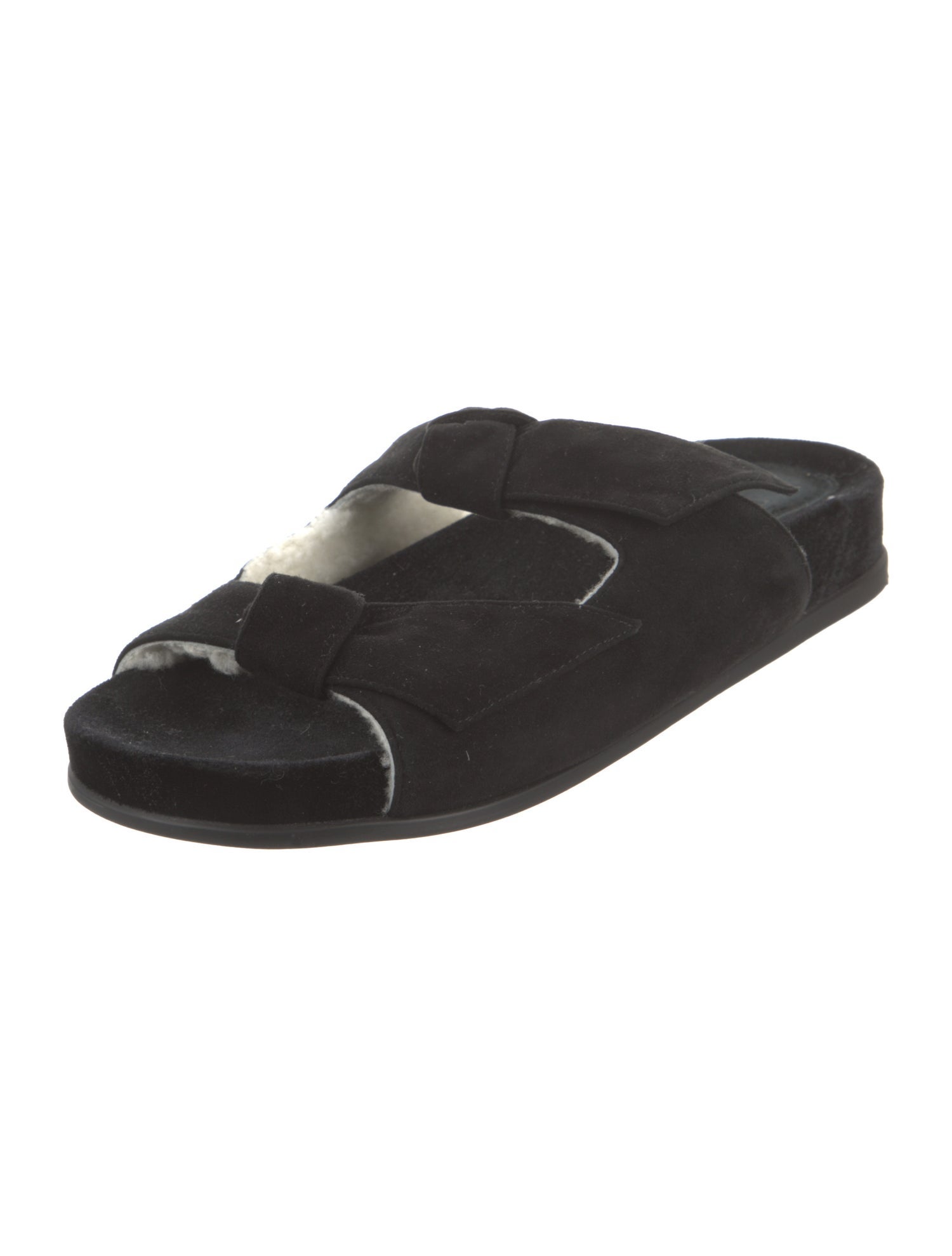 Alexandre Birman Suede Bow Accents Slides