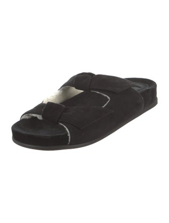 Alexandre Birman Suede Bow Accents Slides