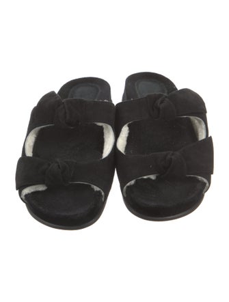 Alexandre Birman Suede Bow Accents Slides