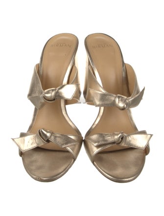 Alexandre Birman Leather Bow Accents Slides