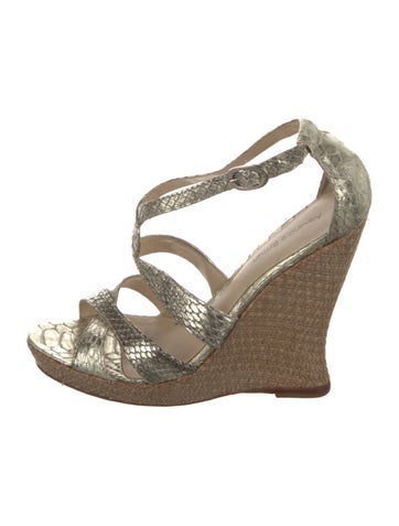 Alexandre Birman Sandals Embossed Leather Animal Print Espadrilles 7