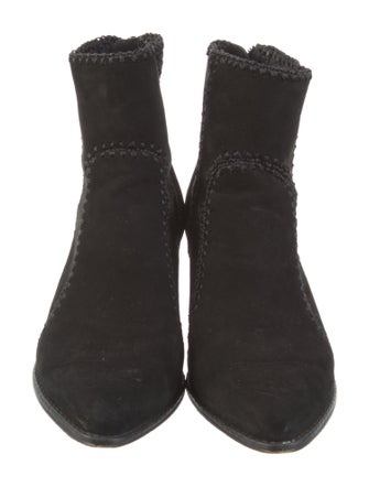 Alexandre Birman Suede Whipstitch Trim Lace-Up Boots