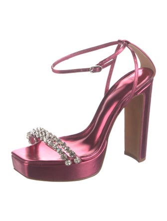 Alexandre Birman Patent Leather Crystal Embellishments Sandals