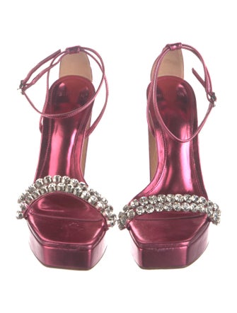 Alexandre Birman Patent Leather Crystal Embellishments Sandals