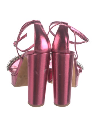 Alexandre Birman Patent Leather Crystal Embellishments Sandals