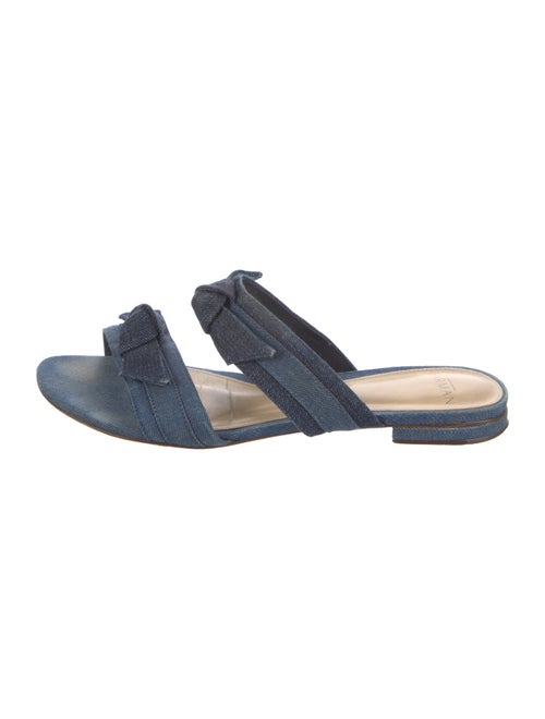 Alexandre Birman Denim Bow Accents Slides