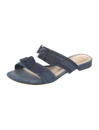 Alexandre Birman Denim Bow Accents Slides