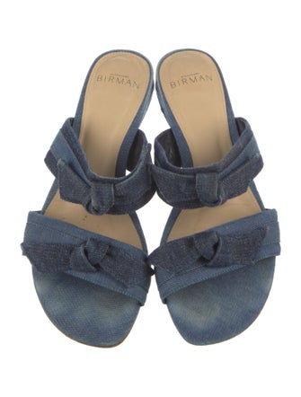 Alexandre Birman Denim Bow Accents Slides