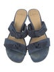Alexandre Birman Denim Bow Accents Slides