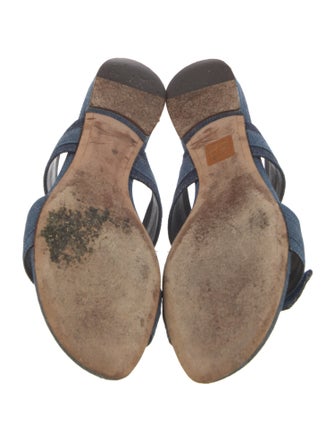 Alexandre Birman Denim Bow Accents Slides