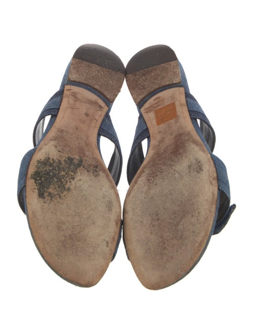 Alexandre Birman Denim Bow Accents Slides