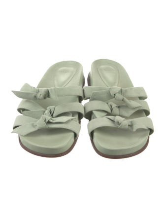 Alexandre Birman Leather Bow Accents Slides
