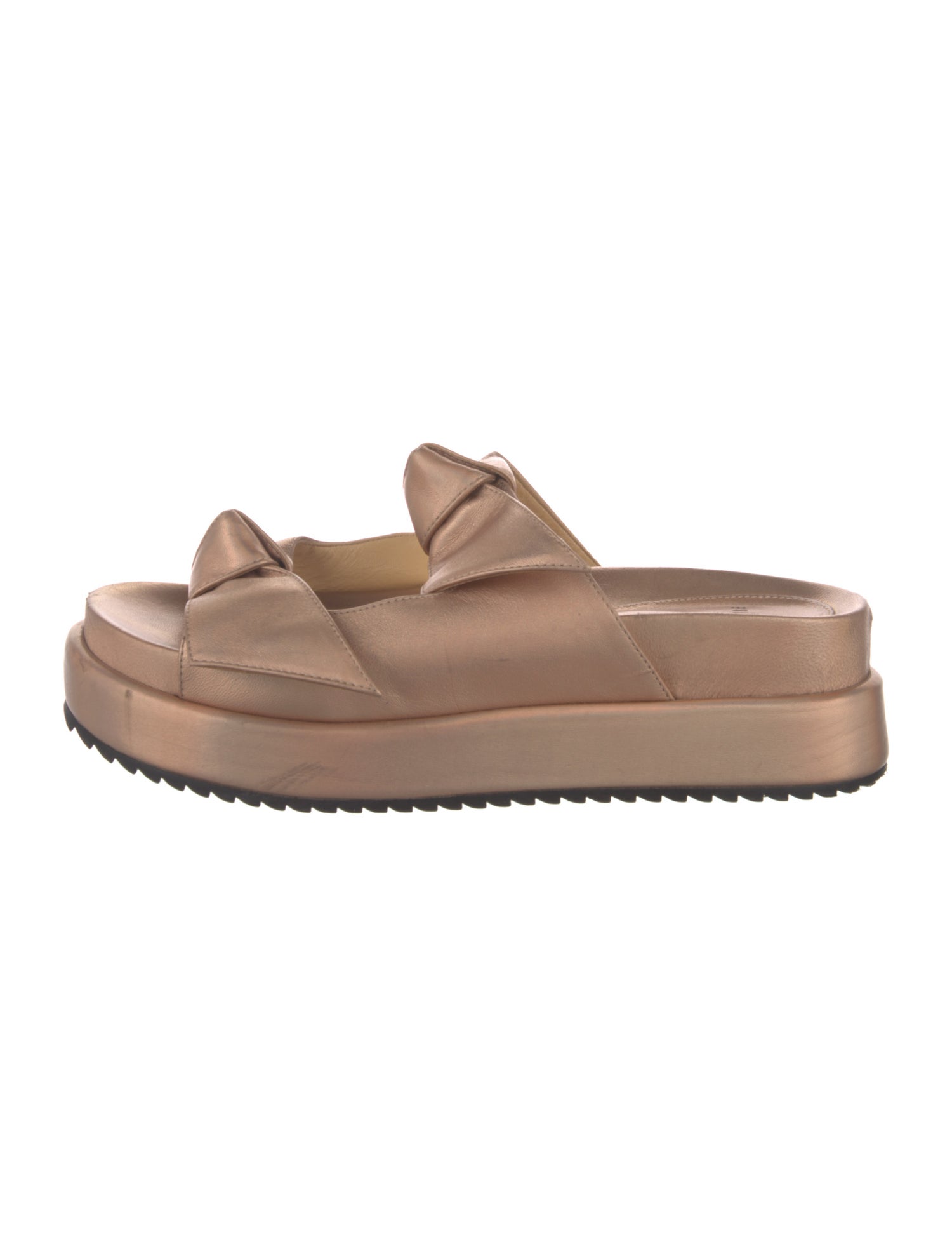 Alexandre Birman Leather Bow Accents Slides