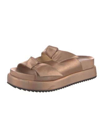 Alexandre Birman Leather Bow Accents Slides