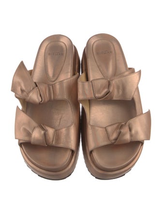 Alexandre Birman Leather Bow Accents Slides
