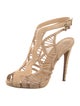 Alexandre Birman Leather Cutout Accent T-Strap Sandals