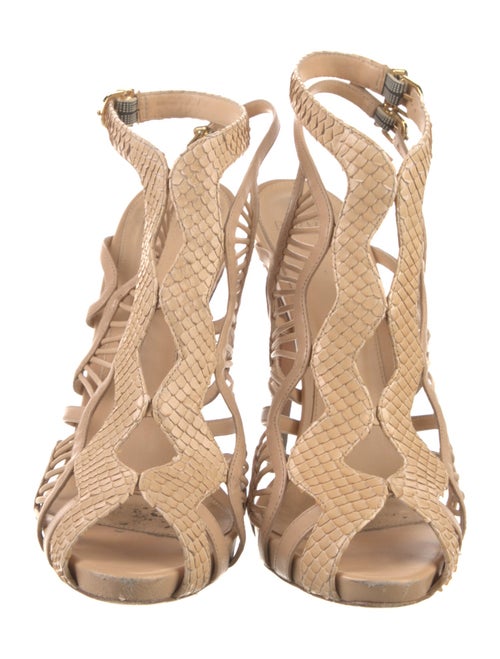 Alexandre Birman Leather Cutout Accent T-Strap Sandals