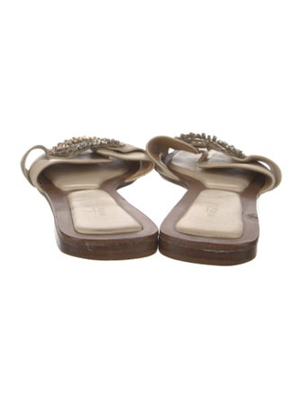 Alexandre Birman Leather Crystal Embellishments Slides