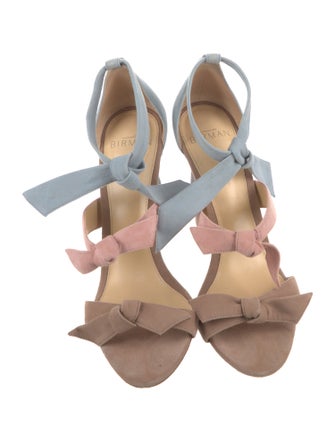 Alexandre Birman Suede Bow Accents T-Strap Pumps
