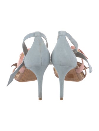 Alexandre Birman Suede Bow Accents T-Strap Pumps