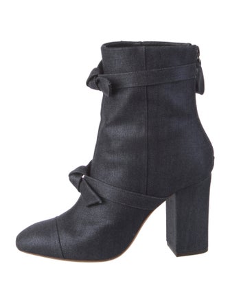 Alexandre Birman Denim Bow Accents Boots