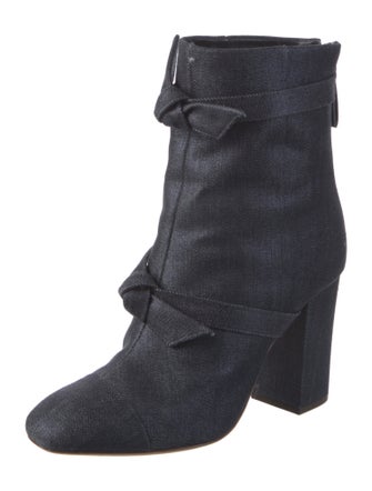 Alexandre Birman Denim Bow Accents Boots