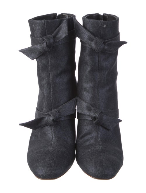 Alexandre Birman Denim Bow Accents Boots
