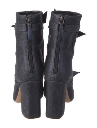 Alexandre Birman Denim Bow Accents Boots