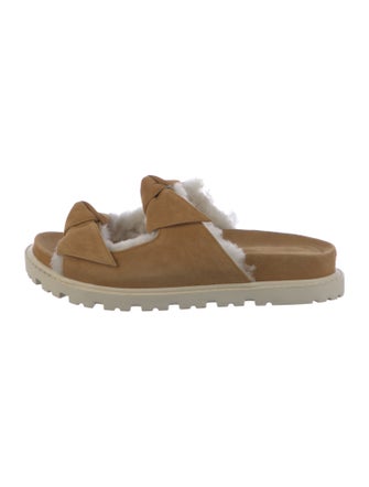 Alexandre Birman Suede Fur Trim Slides