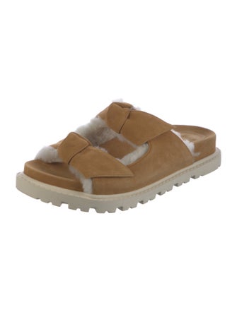 Alexandre Birman Suede Fur Trim Slides