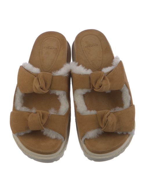 Alexandre Birman Suede Fur Trim Slides