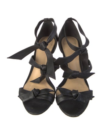 Alexandre Birman Leather Bow Accents T-Strap Sandals