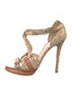 Alexandre Birman Leather Animal Print T-Strap Sandals