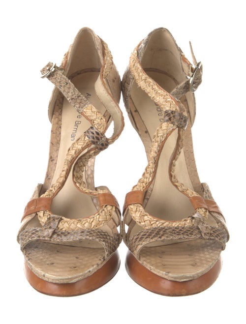 Alexandre Birman Leather Animal Print T-Strap Sandals