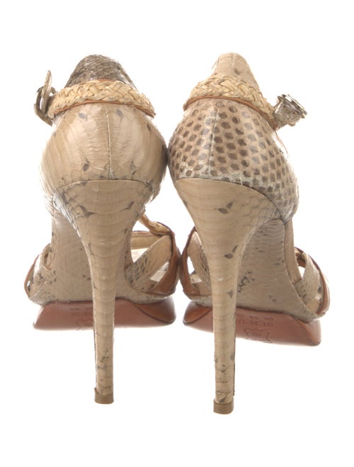 Alexandre Birman Leather Animal Print T-Strap Sandals