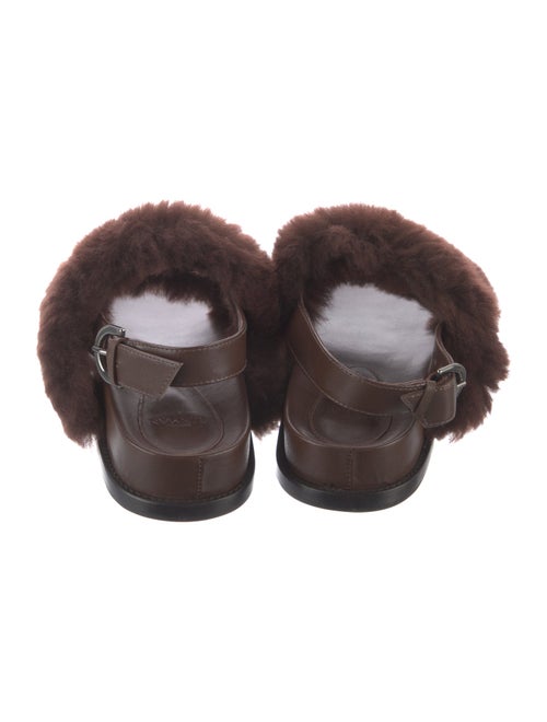 Alexandre Birman Patent Leather Fur Trim Slingback Sandals