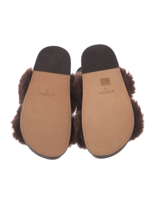 Alexandre Birman Patent Leather Fur Trim Slingback Sandals