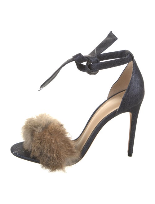 Alexandre Birman Denim Fur Trim Sandals