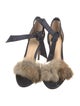 Alexandre Birman Denim Fur Trim Sandals