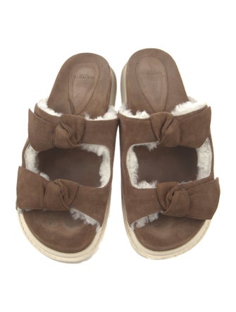 Alexandre Birman Suede Fur Trim Slides