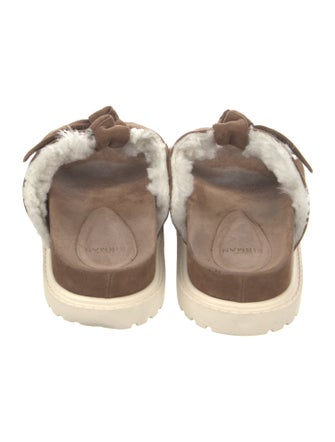 Alexandre Birman Suede Fur Trim Slides