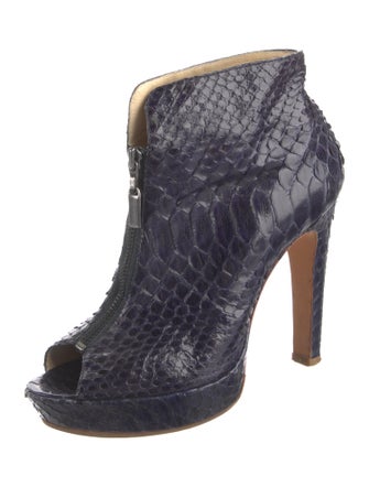 Alexandre Birman Snakeskin Lace-Up Boots