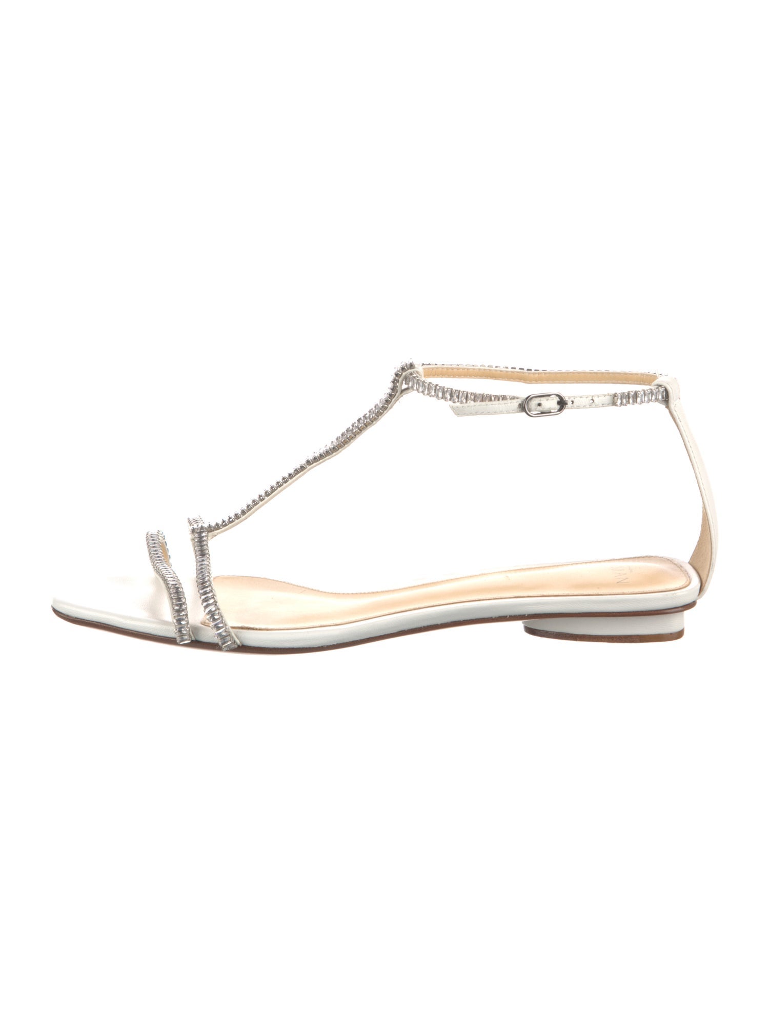 Alexandre Birman Leather Crystal Embellishments T-Strap Sandals