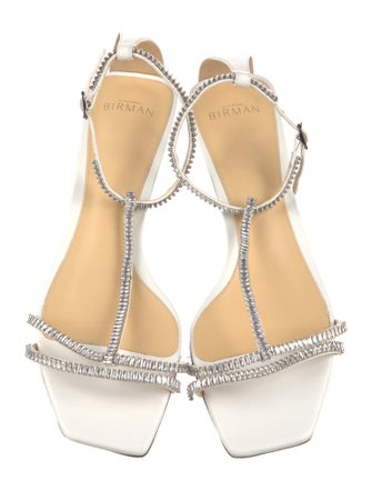 Alexandre Birman Leather Crystal Embellishments T-Strap Sandals