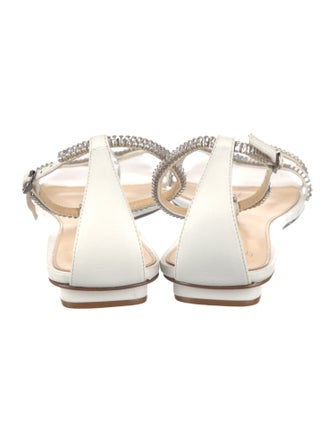 Alexandre Birman Leather Crystal Embellishments T-Strap Sandals