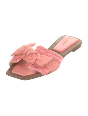 Alexandre Birman Leather Bow Accents Slides
