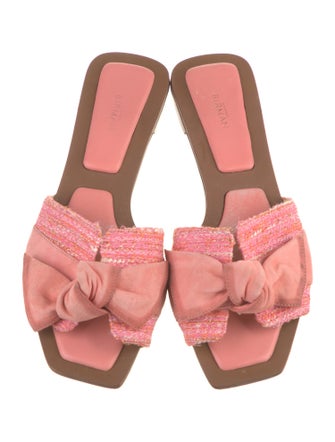 Alexandre Birman Leather Bow Accents Slides